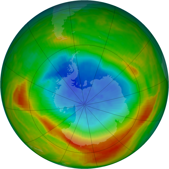 Antarctic ozone map for 20 October 1980